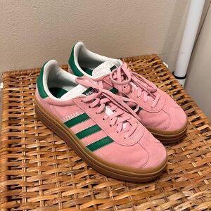 Adidas Gazelle Pink with Green Stripes